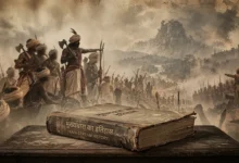मुख्यधारा के इतिहास (Main-Stream History) की धूल जमी किताब और उसके हाशिये से निकलते 1910 के भूमकाल विद्रोह के महानायक वीर गुंडाधुर और उनके साथियों का ऐतिहासिक दृश्य।