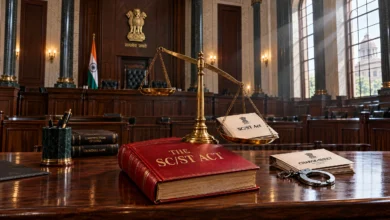 एससी-एसटी एक्ट के प्रावधान के तहत अदालती आपराधिक प्रक्रिया और न्याय के तराजू के पलड़ों की असामान्य स्थिति के जरिए विधायी असंतुलन को दर्शाया गया है।